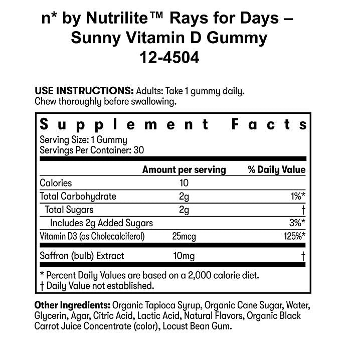 n* by Nutrilite™ Rays for Days – Sunny Vitamin D Gummies