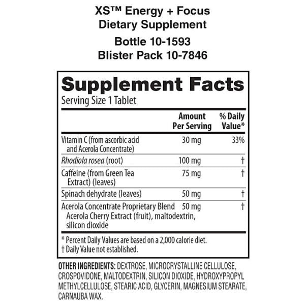 XS™ Energy + Focus Dietary Supplement – 30 Tablets
